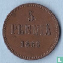 Finland 5 penniä 1866 (type 2)