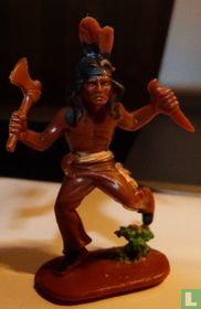 Indianer mit Tomahawk und Dolch (braun)