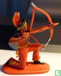 Amérindien agenouillé avec arc et flèche (rouge)