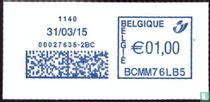 De Belgische Post,frankeer stempel € 01,00