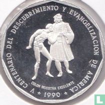 Dominicaanse Republiek 1 peso 1990 (PROOF - zilver) "500th anniversary Discovery and evangelization of America"