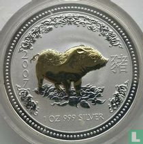 Australië 1 dollar 2007 (type 1 - gedeeltelijk verguld) "Year of the Pig"