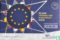 Pays-Bas 5 euro 2022 (coincard - premier jour d’émission) "30 years Maastricht Treaty"