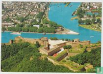 Koblenz am Rhein und an der Mosel Deutsches Eck und Festung Ehrenbreitstein Rheinland-Pfalz Ansichtskarte Postcard