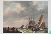 Laverende zeilschepen voor de kust