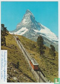Trains Railway Transport Zermatt Gornergratbahn mit Matterhorn Switzerland Postcard [ sticker By Original Owner ]