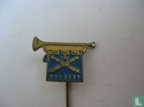 Trompet met embleem Wapen der Atillerie [ blauw ]