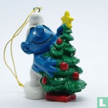 Schtroumpf de Noël avec sapin de Noël