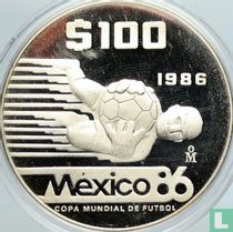 Mexico 100 pesos 1986 (PROOF - type 1) "Football World Cup in Mexico"