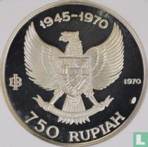 Indonesia 750 rupiah 1970 (PROOF) "25th anniversary of Independence"
