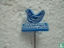Een kip kopen naar v. Maanen lopen [zilver op lichtblauw]