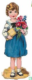 Meisje met ruikerbloemen en boek