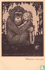 Chimpansé met pop