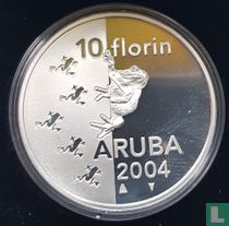 Aruba 10 florin 2004 (PROOFLIKE) "Cuban tree frog"