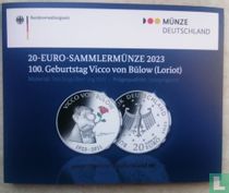 Allemagne 20 euro 2023 (BE - folder) "100e anniversaire de la naissance de Vicco von Bülow, dit Loriot"