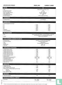 Kia Pregio Specificatielijst 