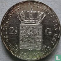 Pays-Bas 2½ gulden 1874 (sabre avec pointe en forme de trèfle)