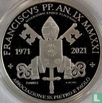 Vatican 5 euro 2021 (PROOF - colourless) "50th Anniversary of the Association of St. Peter and St. Paul"