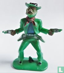 Cowboy avec 2 revolvers tirant de la hanche (vert)