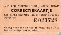 Gemeentevervoersbedrijf Amsterdam Correctiekaartje