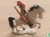 Ridder met lans naar onder gericht te paard