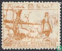 Shepherd girl with sheep