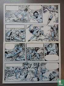 Vandersteen (studio) - Safari 2 - Planche originale (p.20) + album - La Chasse Interdite - 1970
