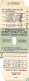 RET 2 zone reductiekaart 8 ritten 3,20 gulden