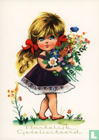 Hartelijk Gefeliciteerd - Meisje bloemen