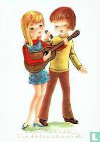Hartelijk Gefeliciteerd - Meisje met gitaar - jongen met mondharmonica