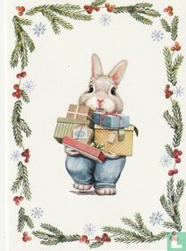 Konijn met kerstcadeau's - hulst 
