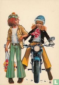 Tienerkaart tieners - brommer - bos bloemen