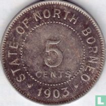British North Borneo 5 cents 1903