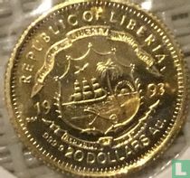 Liberia 20 dollars 1993 (PROOF) "30th anniversary Death of John F. Kennedy"
