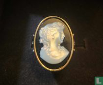 Glass Cameo Ring in Brass