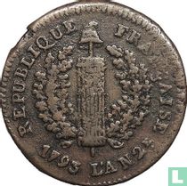 Frankrijk 2 sols 1793 (Beleg van Mainz - type 2)