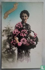 Femme au panier fleurit