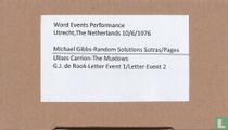 Word Events Performance, Utrecht, The Netherlands 10/6/1976