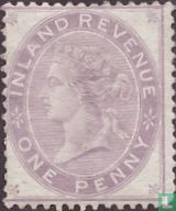 Koningin Victoria. Fiscale zegel gebruikt als postzegel