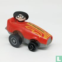 Hamburglar in rode sportwagen