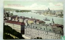 Budapest.Vue vers l'Île Marguerite. Aussicht auf die Margarethen-Insel.