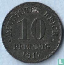 Empire allemand 10 pfennig 1917 (sans marque d'atelier - type 2) acheter