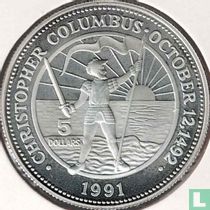 Bahama's 5 dollar 1991 (PROOF) "Christoffel Columbus ontdekt Amerika op 12 oktober 1492"