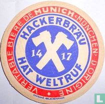 Veritable biere de Munich "Hat Weltruf" / Einfahrt zur Hackerbrauerei um 1880