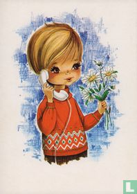 Tienerkaart tiener - telefoon - bloemen