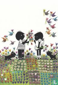 Kinderkaart Jip en Janneke - bloemen - vogels - Takkie - Siepie