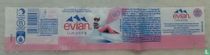 Evian live young. 100% recycled plastic.