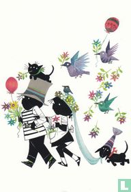 Kinderkaart Jip en Janneke bruidspaar - takkie - siepie - vogels