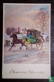 Bonne année.la calêche d'hiver.