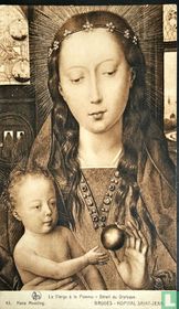 Bruges - Hopital saint -jean Hans Memling - La Vierge à la Pomme - Dètail D'plyque
